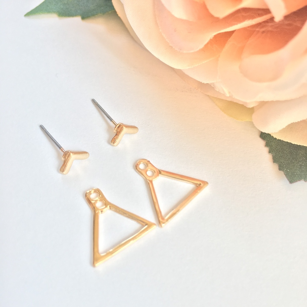 Dainty Geometric Peekaboo Earrings - Picture 9 of 11